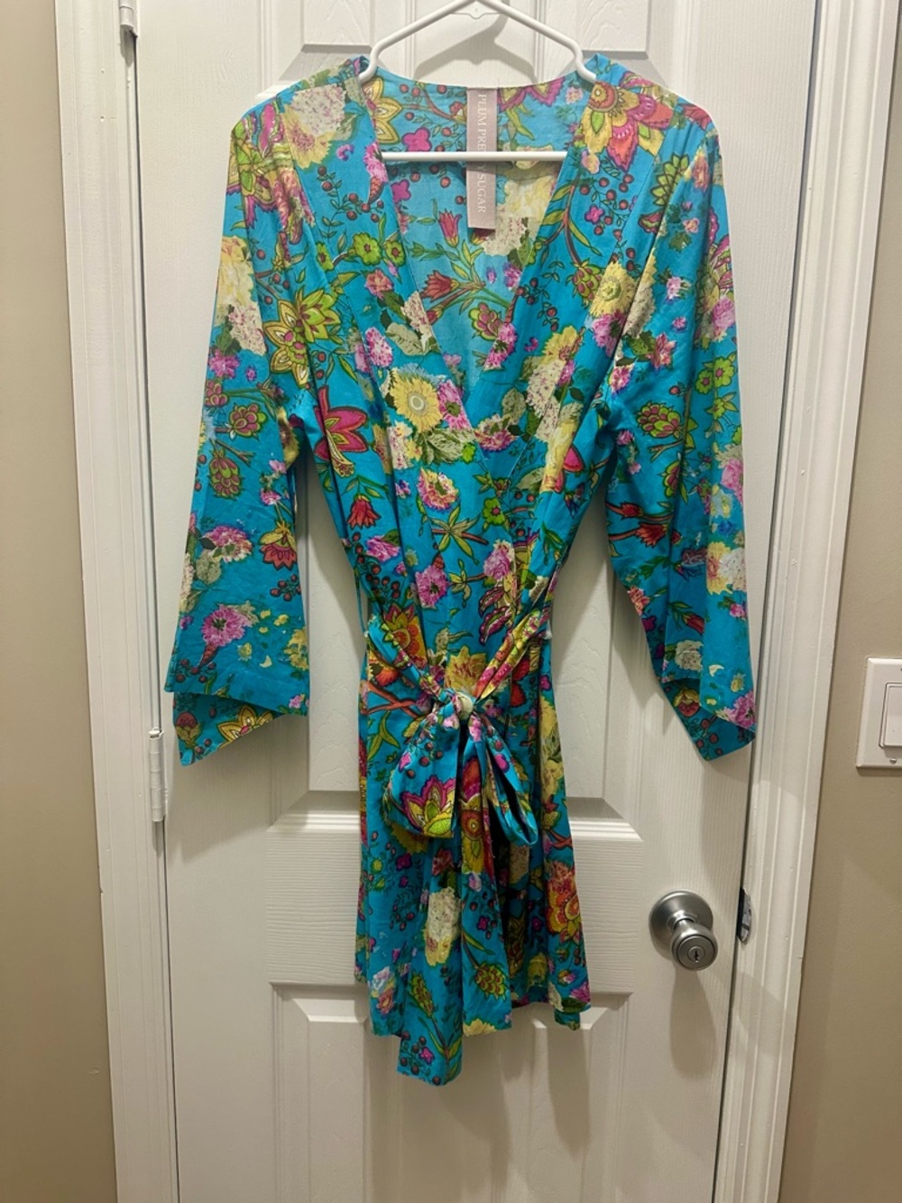 Plum Pretty Sugar Turquoise Floral Dress with Pink & Yellow Accents